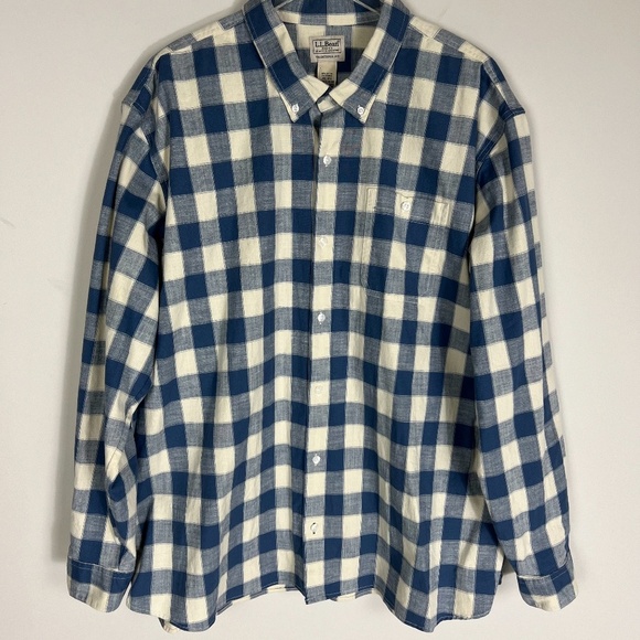 L.L.Bean Men's Blue Plaid Traditional Fit Dress Shirt Size XXL - Picture 13 of 13